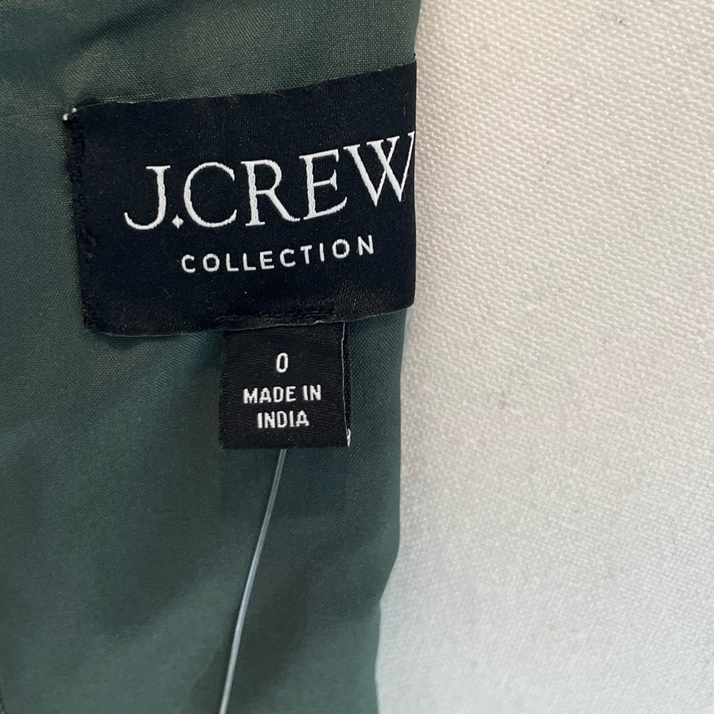 J Crew Collection mini dress in army green embellished faux leather NEW size 0 - Picture 10 of 13